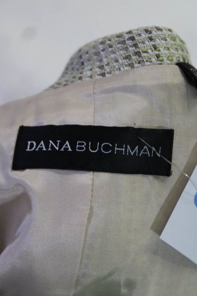 Dana Buchman Womens Green Brown Textured Three Button Long Sleeve Blazer Size 4