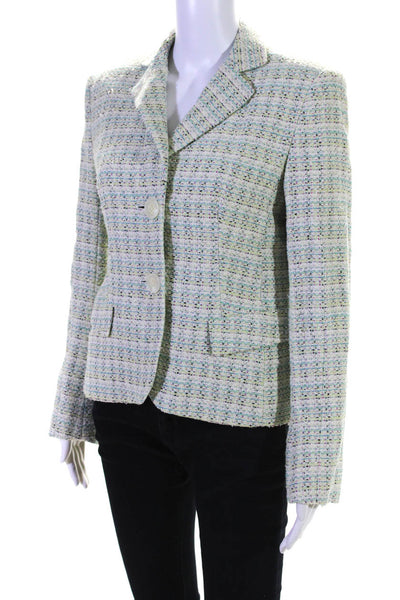 Lafayette 148 New York Womens Green Textured Two Button Blazer Jacket Size 4