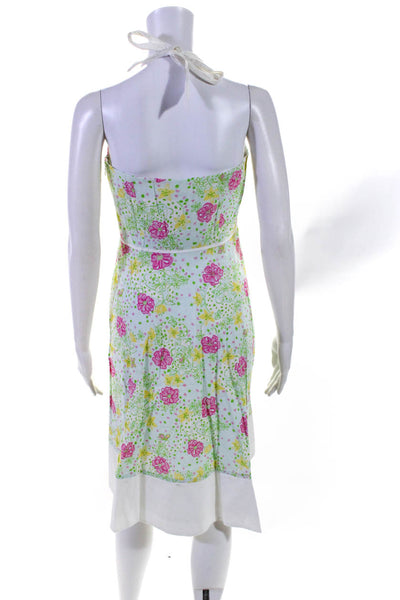 Lilly Pulitzer Womens Green Cotton Floral Halter Sleeveless Shift Dress Size 6
