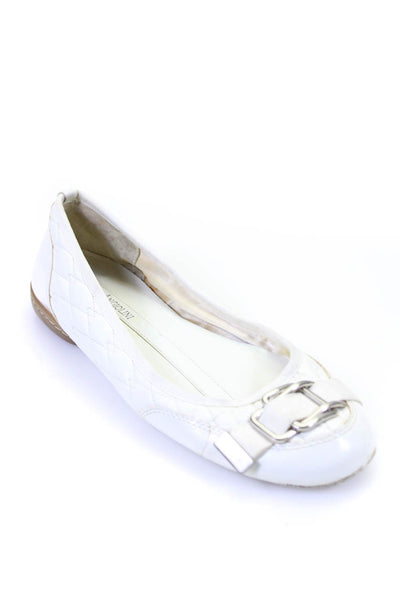 Enzo Angiolini Womens White Leather Embellished Ballet Flats Shoes Size 9M