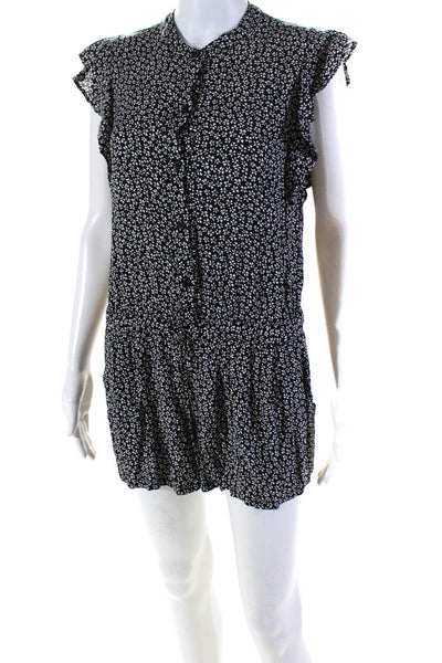 Rails Womens Floral Print Short Sleeve Romper Black Size Extra Small