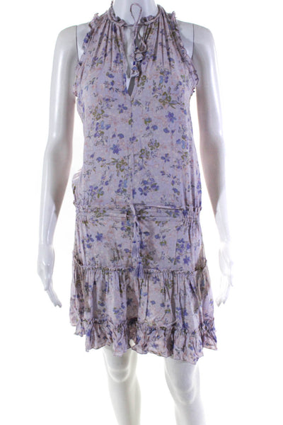 We're All Pretty Girls Womens Floral Print Dress Purple Size Small