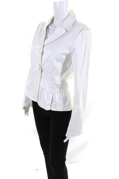 Lafayette 148 New York Womens Cotton Long Sleeve Blazer Jacket White Size 6