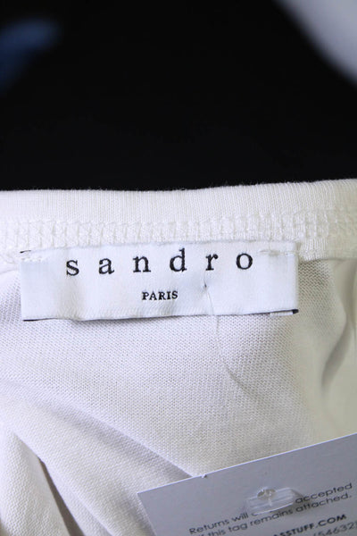 Sandro Womens Asymmetric Ruffle Hem Short Sleeve Top Tee Shirt White Size 1