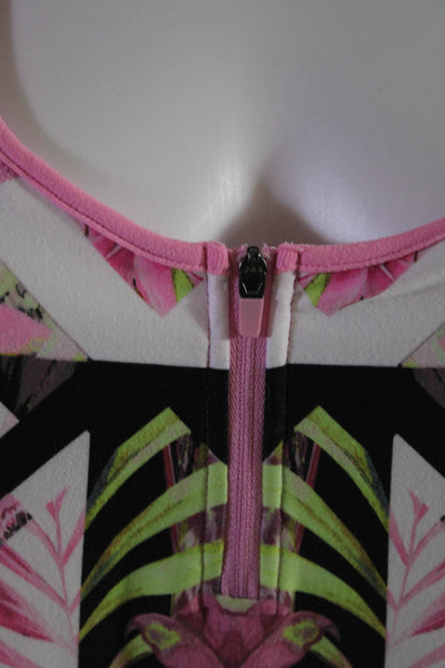 Nanette Lepore Womens Scoop Neck Sleeveless Abstract Midi Dress Multi Size Large