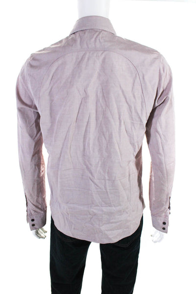 Yigal Azrouel Mens Snap Buttoned Darted Collared Long Sleeve Top Pink Size S