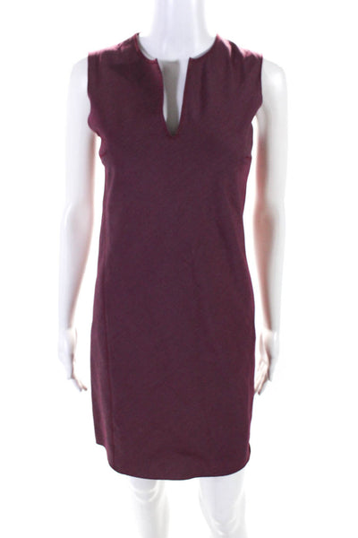 Prada Women's Cotton Blend Sleeveless V Neck Sheath Dress Purple Size IT.38