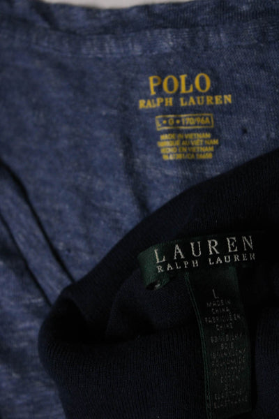 Polo Ralph Lauren Womens Short Sleeved V Neck Shirt Turtleneck Blue Size L Lot 2