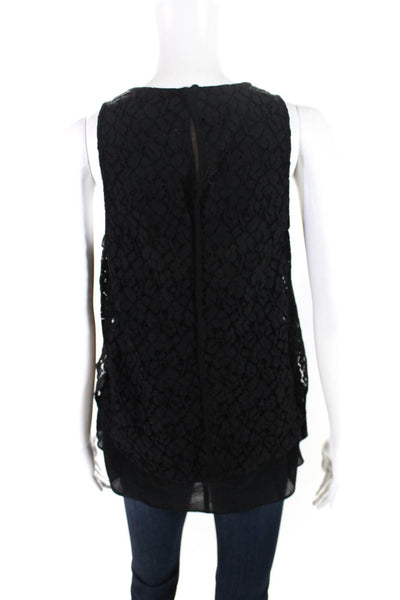 Derek Lam 10 Crosby Women's Cotton Blend Sleeveless Lace Blouse Black Size 4