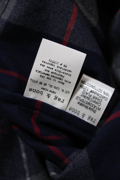 Rag & Bone Jean Women's Cotton Plaid Short Sleeve Crewneck Top Gray Size S