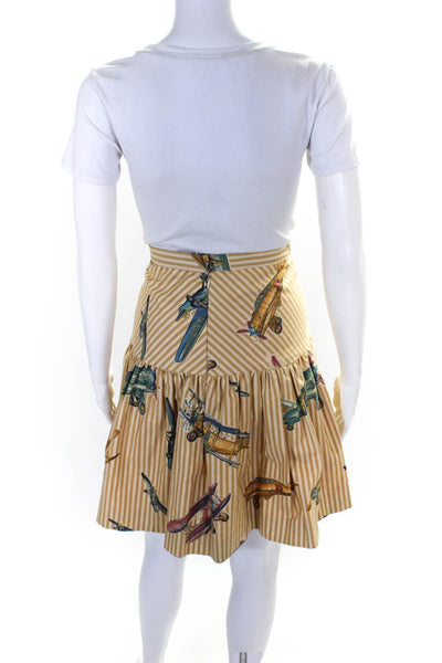 Hannah Kurland Womens Striped A Line Skirt Brown Size 8