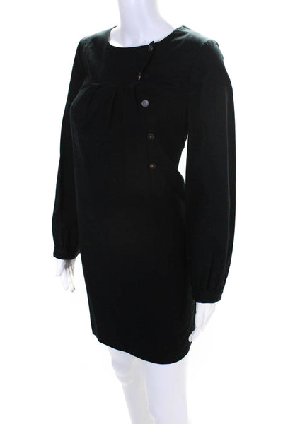 A.P.C. Womens Cotton Boat Neck 3/4 Sleeve Drop Waist Dress Faded Black Size L