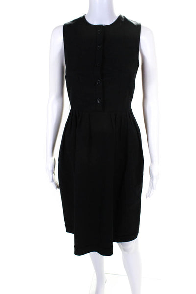 Generra Womens Cotton Unlined Sleeveless Pleated Fit & Flare Dress Black Size 10