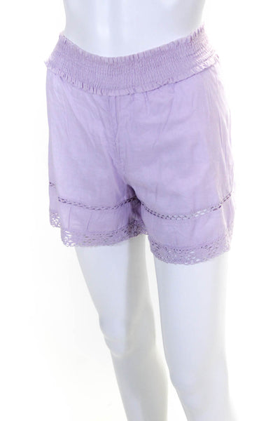 Isabel Marant Etoile Womens Cotton Elastic Waist Casual Shorts Purple Size 40