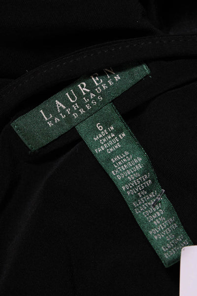 Lauren Ralph Lauren Womens V Neck Solid Long Sleeve Midi dress Black Size 6