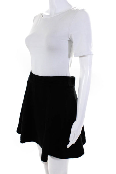 Cynthia Rowley Womens Solid Pleated Knit Back Zip Skater Skirt Black Size Medium
