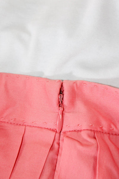 Tahari Elie Tahari Womens Solid Cotton A-Line Pleated Midi Skirt Pink Size 10