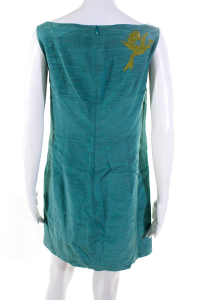 Nanette Lepore Women's Square Neck Sleeveless Embroider Lined Mini Dress Green 8