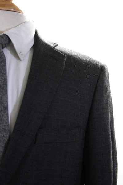 Saks Fifth Avenue Mens Wool Spot Textured Button Collared Blazer Gray Size EUR40