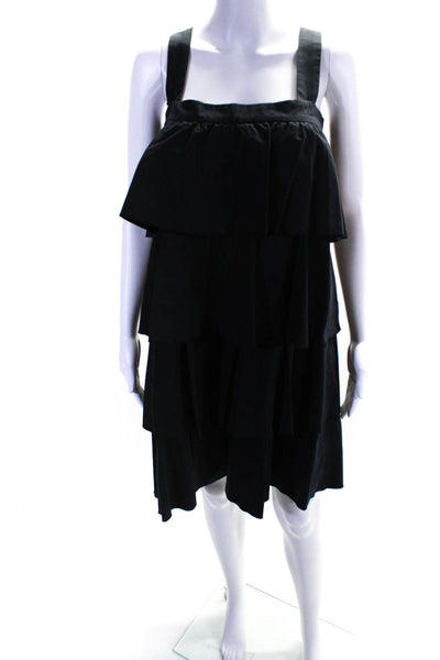 APC Womens Square Neck Sleeveless Knee Length Tiered Dress Navy Size Large