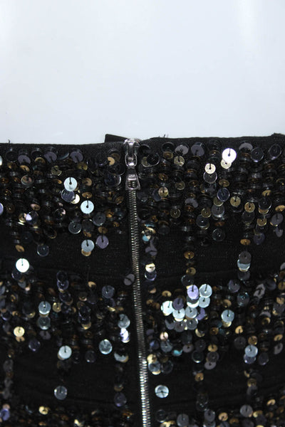 Robert Rodriguez Womens Black Sequins Strapless Zip Back Mini Dress Size 4