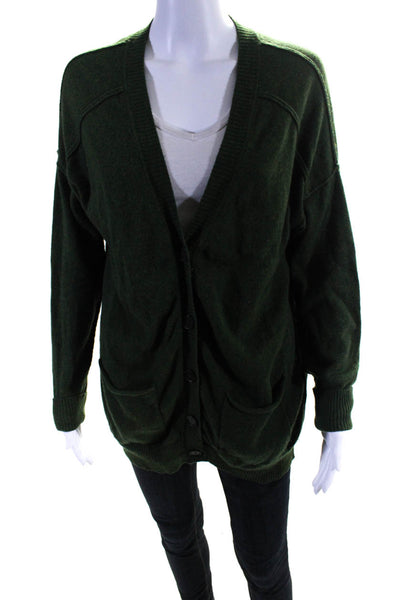 Michael Stars Women's Wool Button Down Long Sleeve Cardigan Sweater Green Size 2