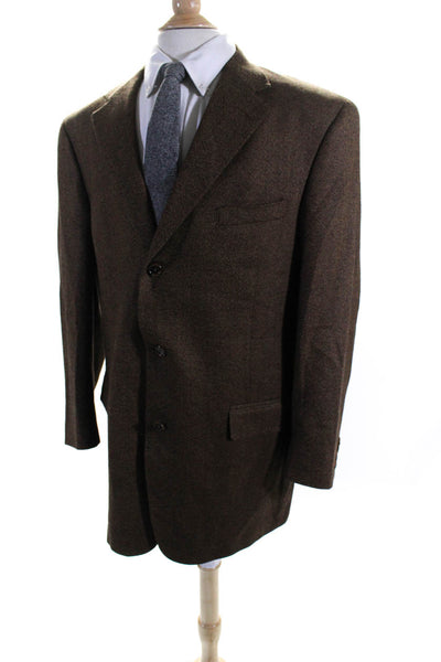 Austin Reed Men's Wool Long Sleeve Two Button Collared Blazer Brown Size XL