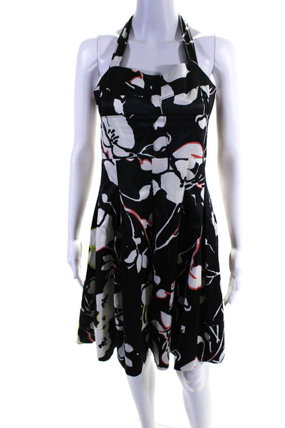 Suzi Chin for Maggy Boutique Womens Floral Pleated Halter Tea Dress Black Size 6