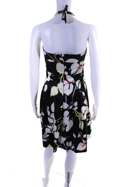 Suzi Chin for Maggy Boutique Womens Floral Pleated Halter Tea Dress Black Size 6