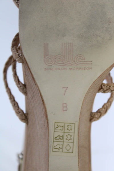 Belle Sigerson Morrison Womens Leather Wedge Sandals Beige Size 7 B