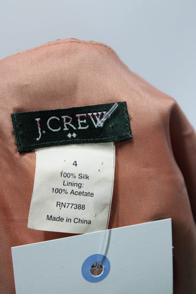 J Crew Womens Red Silk Printed Scoop Neck Zip Back Sleeveless Shift Dress Size 4