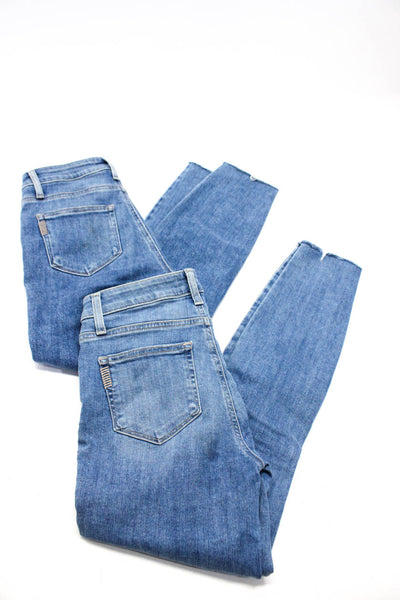 Paige Womens Cotton Distress Button Medium Wash Skinny Jeans Blue Size 26 Lot 2