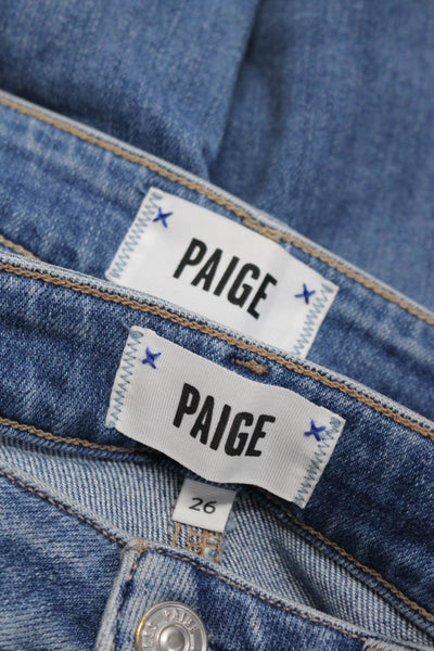 Paige Womens Cotton Distress Button Medium Wash Skinny Jeans Blue Size 26 Lot 2