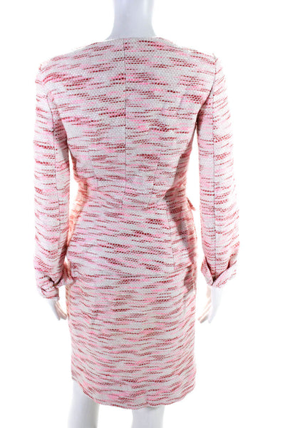 Rena Lange Women's Cropped Wool Button Down Blazer Skirt Set Pink Size 4