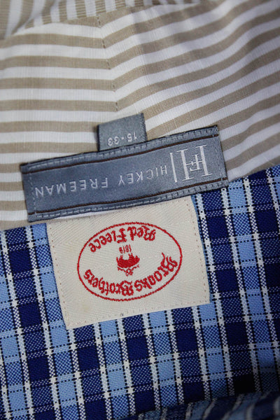 Brooks Brothers Hickey Freeman Mens Striped Buttoned Tops Blue Size M 15 Lot 2