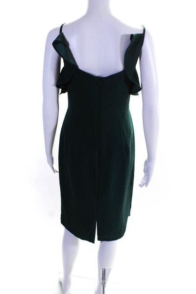 Nanette Lepore Womens Green Ruffle Zip Back Sleeveless Shift Dress Size 10