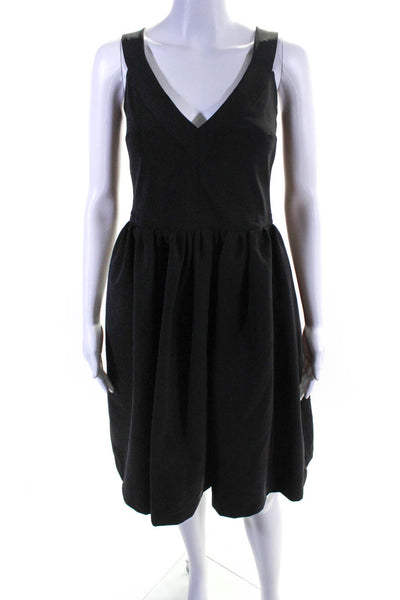 Preen By Thornton Bregazzi Womens Black V-Neck Zip Fit & Flare Dress Size L
