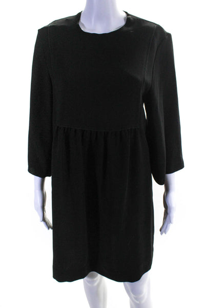 Isabel Marant Womens Black Crew Neck Pockets 3/4 Sleeve A-Line Dress Size 40