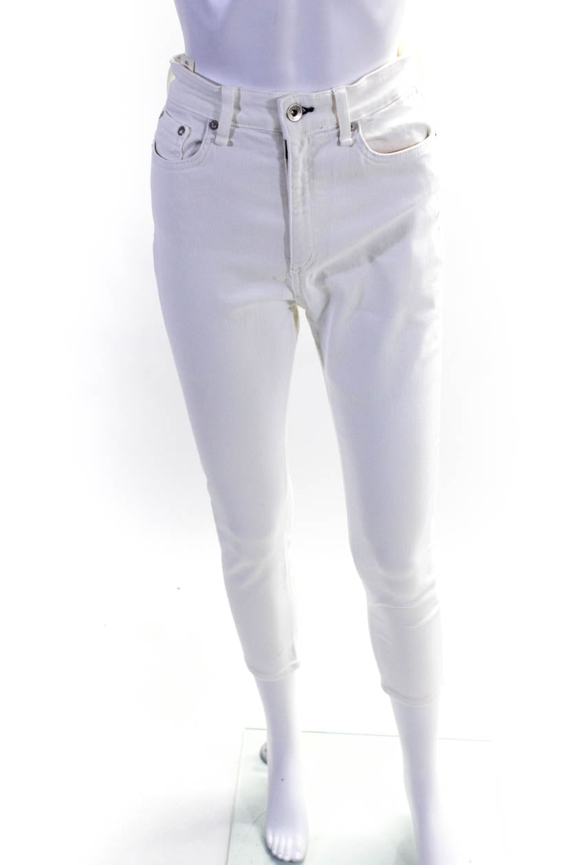 Rag & Bone Jean Womens White Cotton High Rise Slim Straight Leg