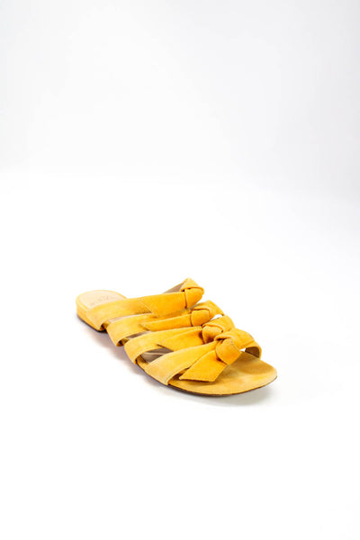 Alexandre Birman Womens Suede Open Toed Knotted Flat Sandals Yellow Size US 6