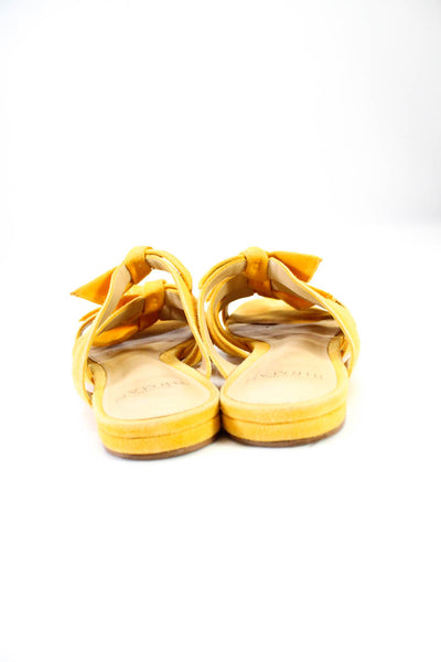 Alexandre Birman Womens Suede Open Toed Knotted Flat Sandals Yellow Size US 6