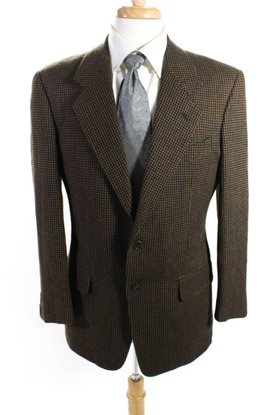 Valentino Uomo Men's Wool Blend Houndstooth Two Button Blazer Brown Size 40