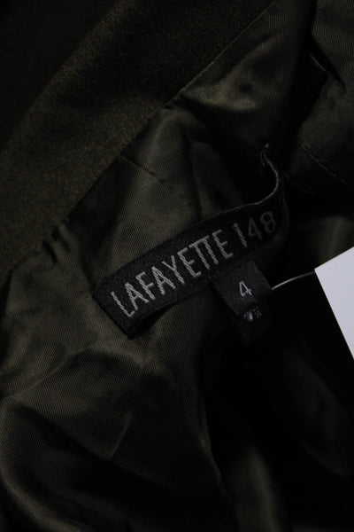 Lafayette 148 Womens Collared Three Button Blazer Suit Jacket Olive Green Size 4