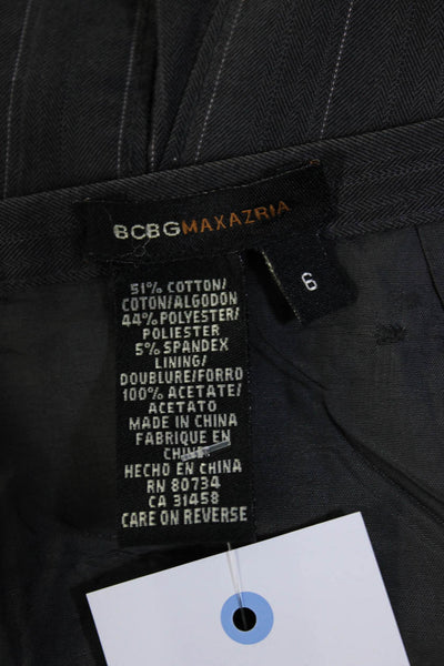 BCBG Max Azria Womens Pinstripe Pleated Drop Waist Skirt Gray Size 6