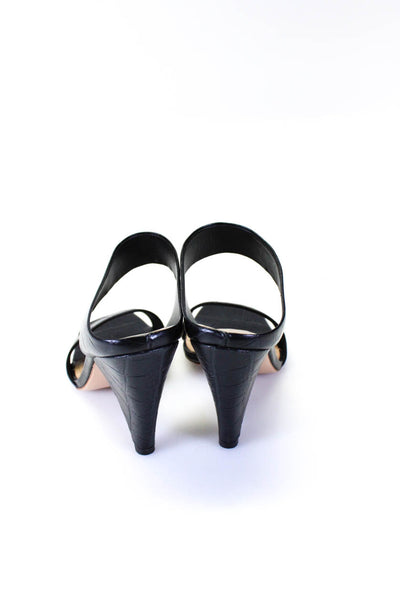 Raye Womens Ankle Strap Animal Print Leather High Heel Sandals Black Size 9.5