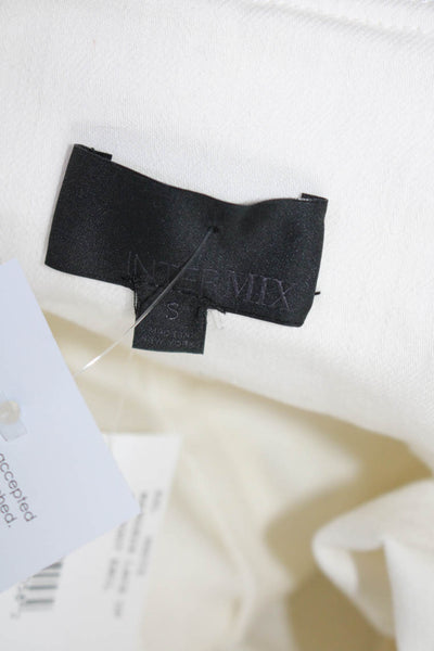 Intermix Womens Crew Neck Full Zip Denim Fringe Jacket White Cotton Size Small