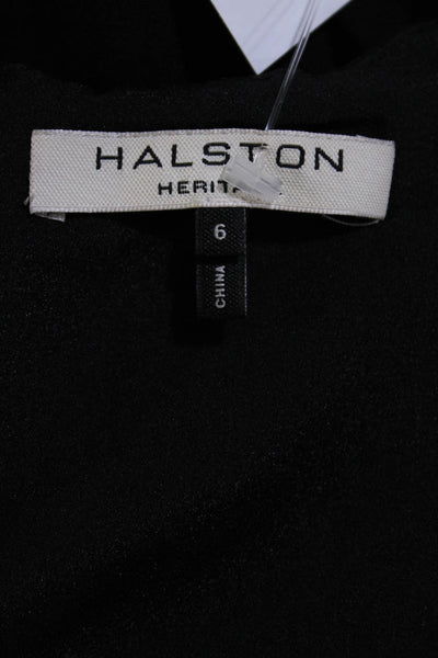 Halston Women's Cotton Spaghetti Strap V-Neck Jumpsuit Black Size 6