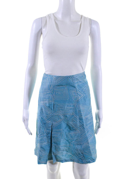 White + Warren Women's Low Rise Embroidered Flare Mini Skirt Blue Size 6