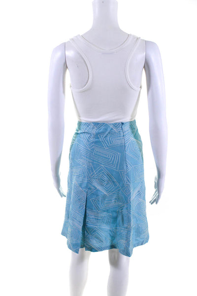 White + Warren Women's Low Rise Embroidered Flare Mini Skirt Blue Size 6