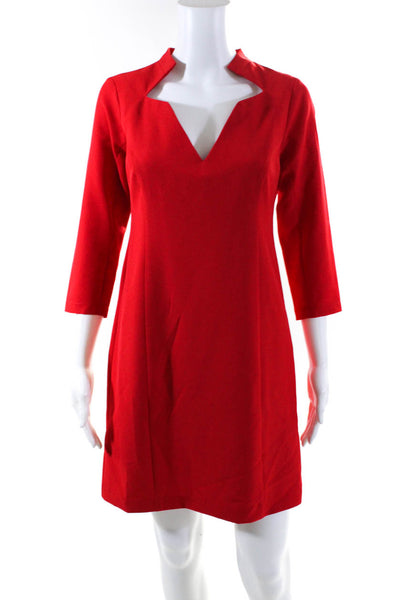 Alexia Admor Womens Darted Back Zipped Long Sleeve Sheath Midi Dress Red Size 6